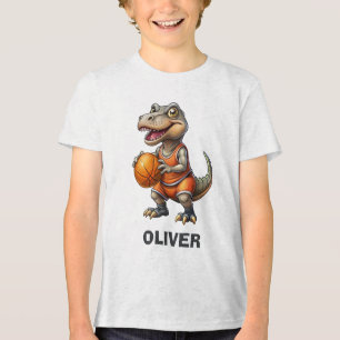 Camiseta Triblenda Jugador de Baloncesto Dinosaurio Lindo