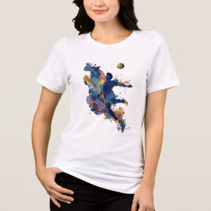 Camiseta Triblenda Jugador de Fútbol Abstracto Arte de Acuarela con