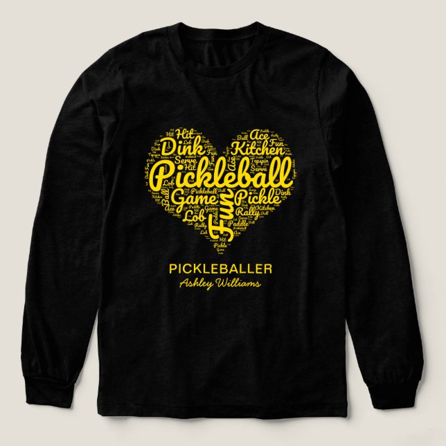 Camiseta Triblenda Jugador de Picleball Nombre personalizado Corazón  (Diseño traserp)