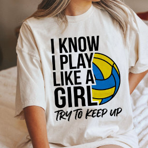 Camiseta Triblenda Jugadora de Voleibol Juego Como Una Niña Frase Div