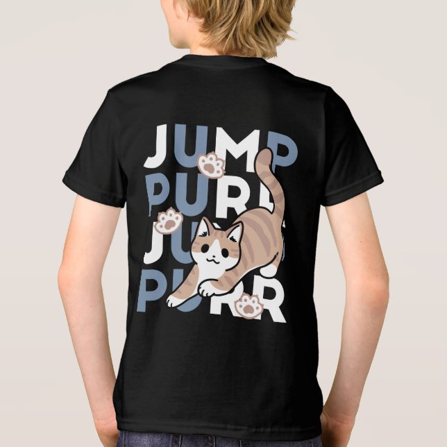 Camiseta Triblenda Jump Purr Jump: Playful Cat Design con arte divert (Reverso )