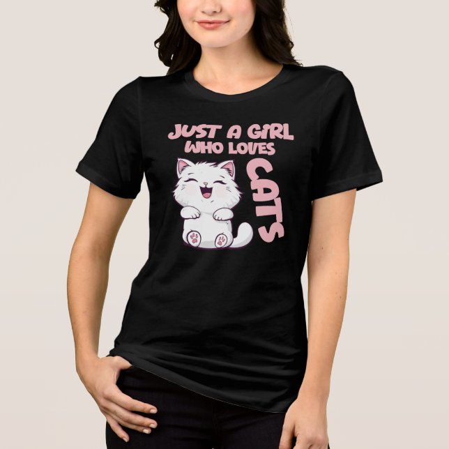 Camiseta Triblenda Just A Girl Who Loves Cats  (Anverso)