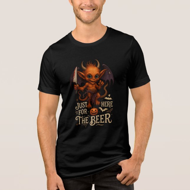 Camiseta Triblenda "Just Here for the Beer" Demon Art (Anverso)