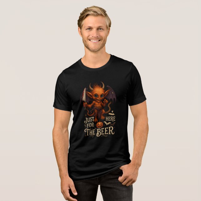 Camiseta Triblenda "Just Here for the Beer" Demon Art (Anverso Completo)