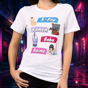 Camiseta Triblenda K-Pop, Ramen, Boba y Anime Pop Graphic
