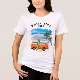 Camiseta Triblenda Kamaʻaina Oahu Naranja Furgoneta Vintage Residente