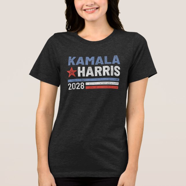 Camiseta Triblenda Kamala Harris 2028 Harris Por El Presidente 2028 (Anverso)