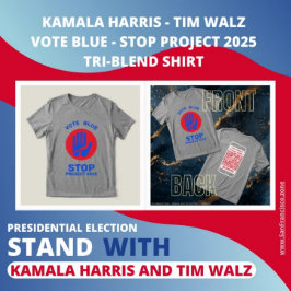 Camiseta Triblenda Kamala Harris Tim Walz vota Proyecto Parada Azul 2