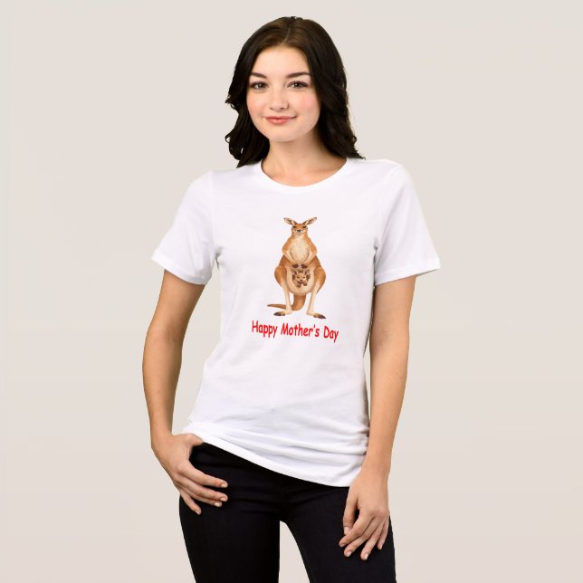 Camiseta Triblenda Kangaroo Mom and Joey Mother's Day (Anverso Completo)