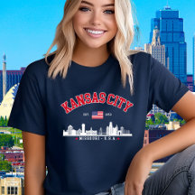Kansas City Skyline | Vintage American Flag