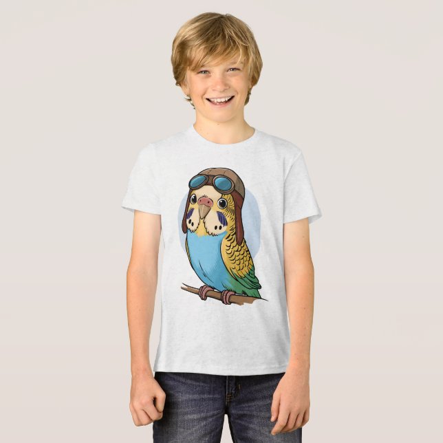 Camiseta Triblenda Kawaii Budgie - Ilustracion de pájaro de Parakeet (Anverso Completo)