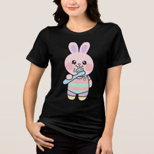 Camiseta Triblenda Kawaii Bunny Tiempo de Cepillado