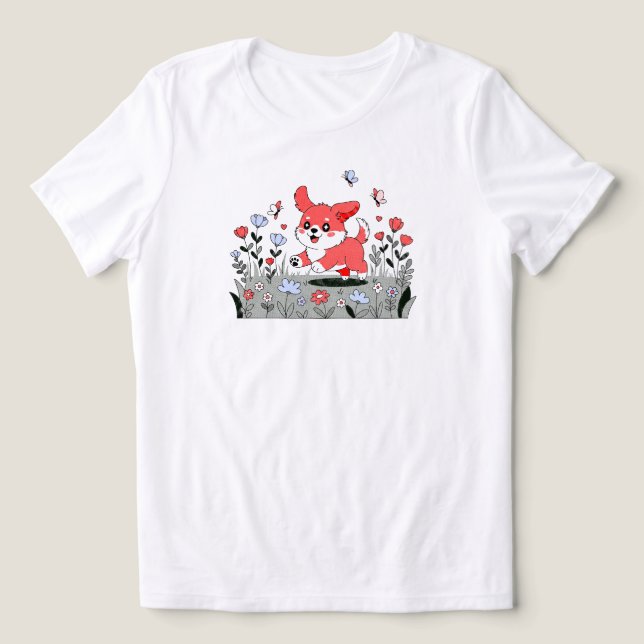 Camiseta Triblenda "Kawaii Cuppy con Mariposas | SOLO BLANCO (Diseño delantero )