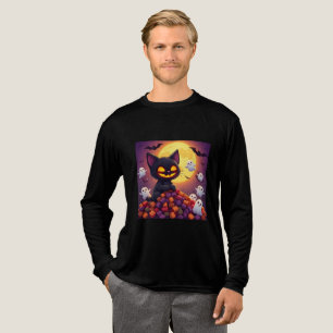 Camiseta Triblenda Kawaii Halloween Black Cat Art
