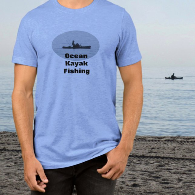 Camiseta Triblenda Kayak Silhouette Ocean Kayak (Ideal t-shirt for a kayak fisherman. Customize the text for ocean of lake fishing.)