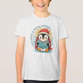 Camiseta Triblenda Kids' Ash Grey Reading Penguin Adventure Cotton Te