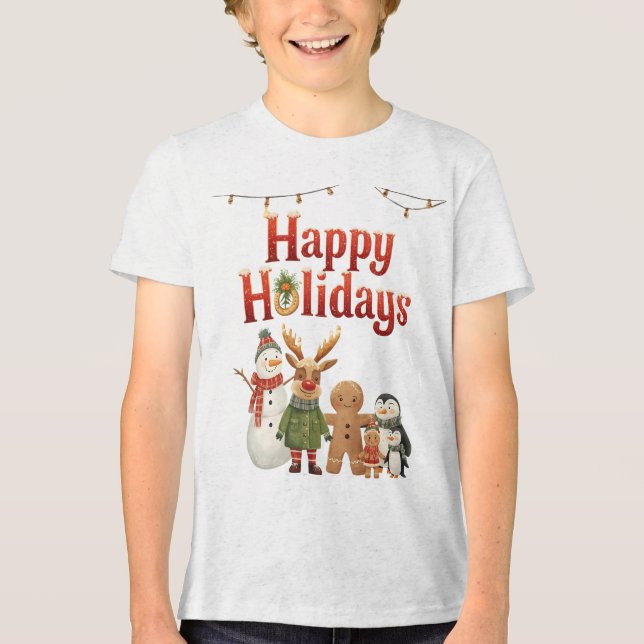 Camiseta Triblenda Kids Happy Holidays Festive Character T-Shirt (Anverso)