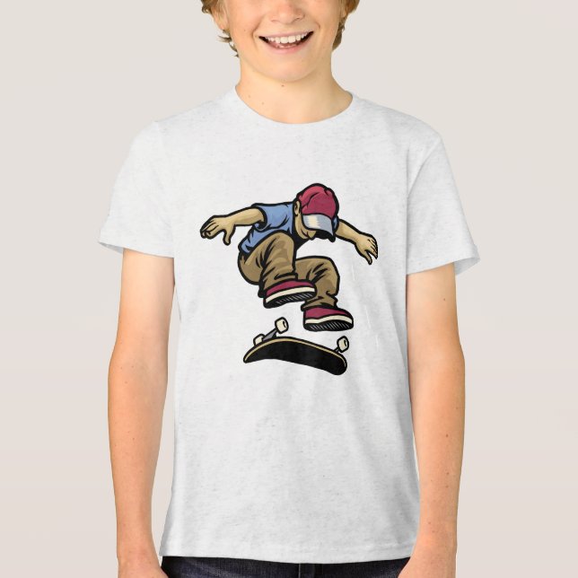 Camiseta Triblenda Kids Kick Flip Skateboarder  (Anverso)