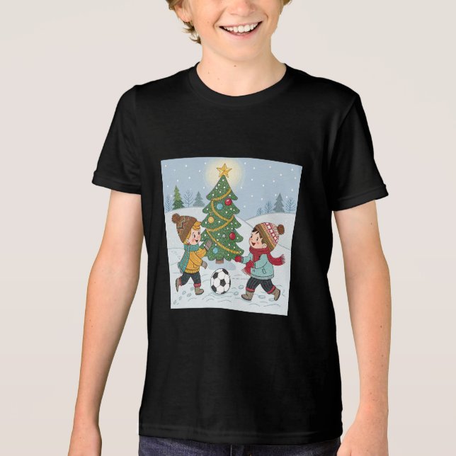Camiseta Triblenda Kids Playing Soccer Under the Snow (Anverso)