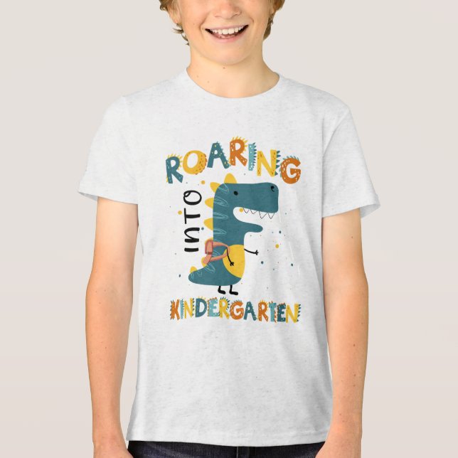 Camiseta Triblenda Kindergarten Dinosaur Back to School Shirt (Anverso)