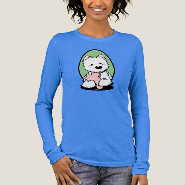 Camiseta Triblenda KiniArt Westie con óseo (Anverso)