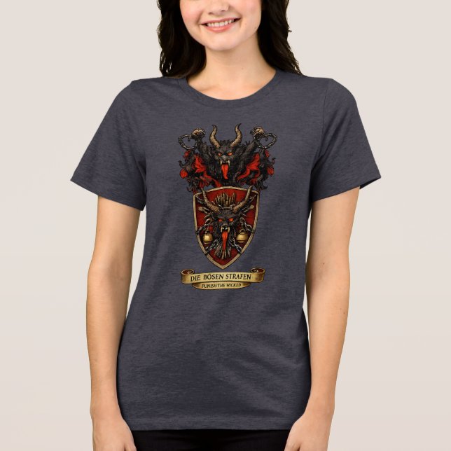Camiseta Triblenda Krampus Heraldic Crest Coat of Arms Christmas  (Anverso)