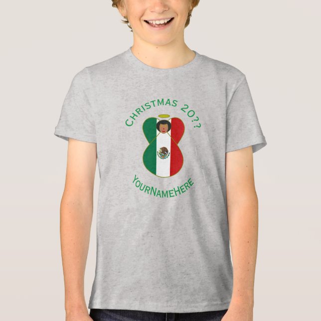 Camiseta Triblenda La bandera de los Navidades de ángel de México es  (Anverso)