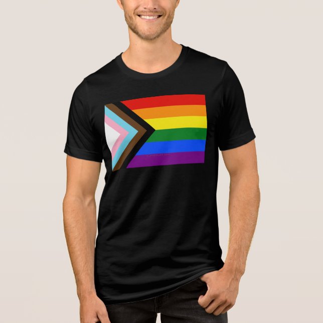 Camiseta Triblenda La Bandera del Orgullo del Progreso de SlipperyJoe (Anverso)