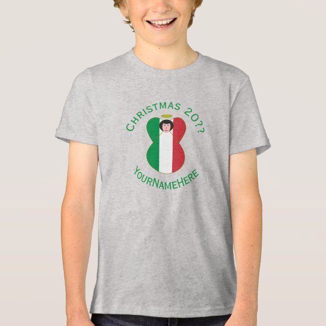 Camiseta Triblenda La bandera italiana de los Navidades de ángel (Anverso)