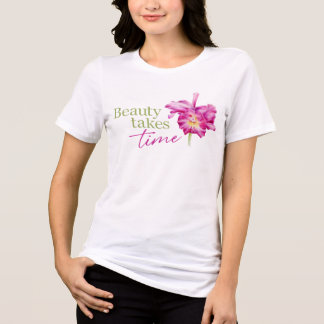 Camiseta Triblenda La belleza toma tiempo Orquídea Acuarela Floral ro