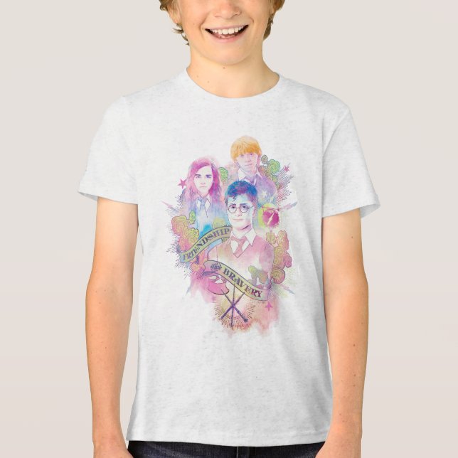 Camiseta Triblenda La bola de Harry Potter| Harry, Hermione y Ron Wat (Anverso)