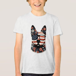 Camiseta Triblenda La cara de un Husky con un patrón floral