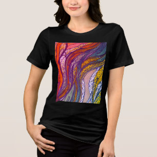 Camiseta Triblenda La cosecha dorada de seda roja de las mujeres