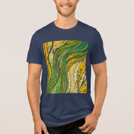 Camiseta Triblenda La cosecha dorada de seda verde de los hombres"