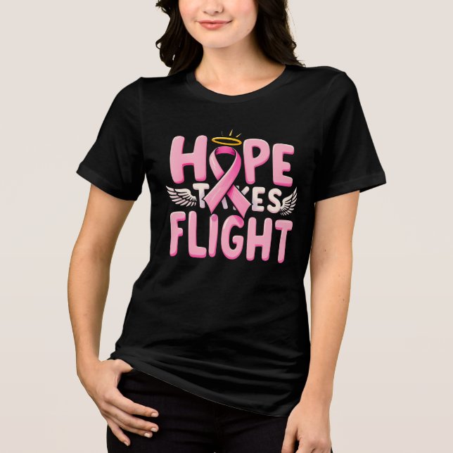 Camiseta Triblenda La esperanza toma vuelo - Cáncer de Mama De Cinta  (Anverso)
