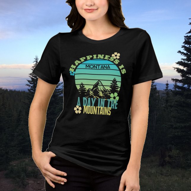 Camiseta Triblenda La Felicidad Es Las Montañas Retro Sunset (Subido por el creador)