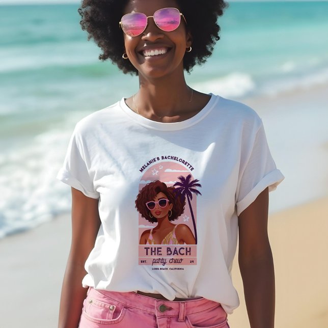 Camiseta Triblenda La fiesta de la Bachelorette, retro, de la tripula (The Bach Party Crew Retro Woman Bachelorette Party Tri-Blend Shirt)