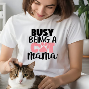 Camiseta Triblenda La mamá del gato regala a las mujeres, ocupada sie