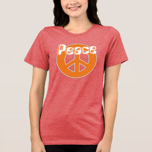 Camiseta Triblenda La paz de Aqua White Retro, Naranja de Phat