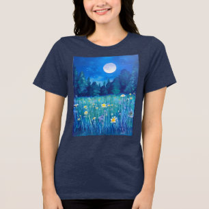 Camiseta Triblenda La pradera y el bosque bajo una luna llena