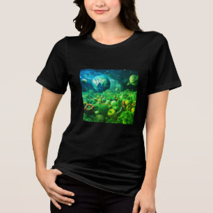 Camiseta Triblenda La Tierra Descansando Sobre Verduras en Manga Cort