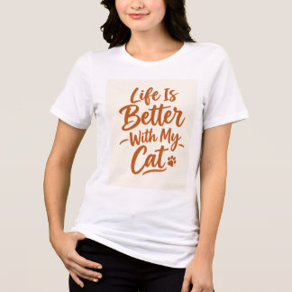 Camiseta Triblenda La vida es mejor con mi gato – Café divertido para