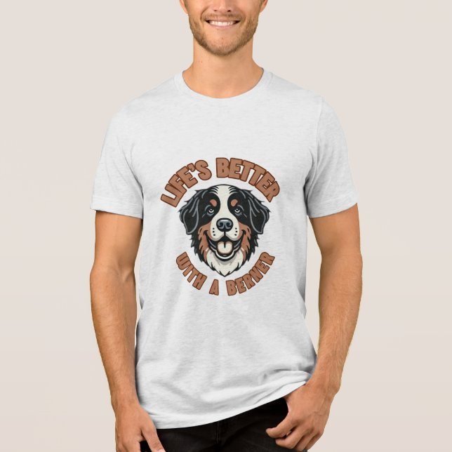 Camiseta Triblenda La vida es mejor con un unisex de Perro Berner Ber (Anverso)