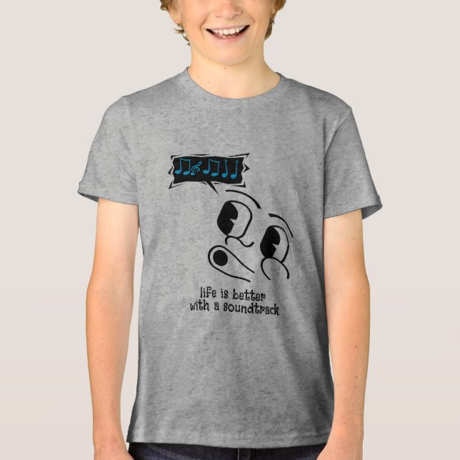 Camiseta Triblenda "La vida es mejor con una banda sonora" (Anverso)