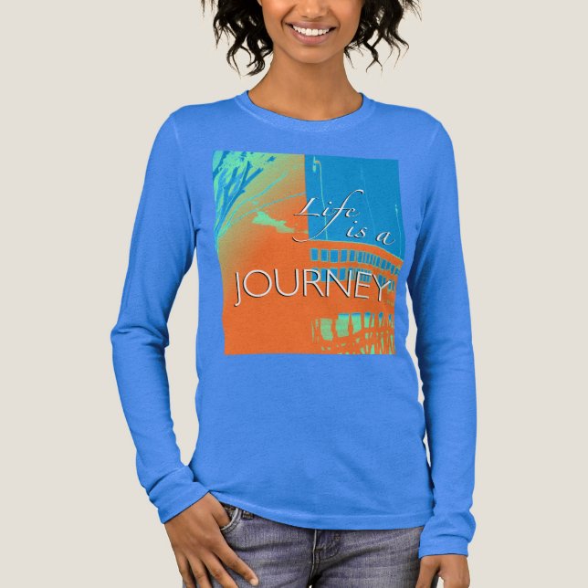 Camiseta Triblenda "La vida es un viaje" en la Naranja Turquesa Mint  (Anverso)