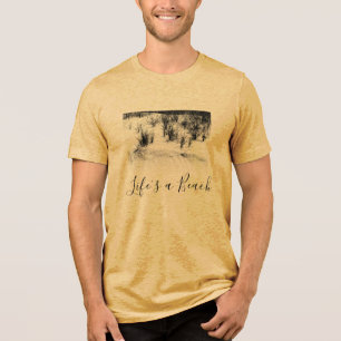 Camiseta Triblenda "La vida es una playa" Foto motivacional en gris n