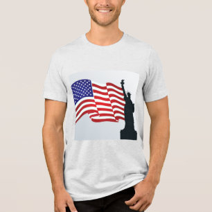 Camiseta Triblenda Lady Liberty Y La Bandera Estadounidense
