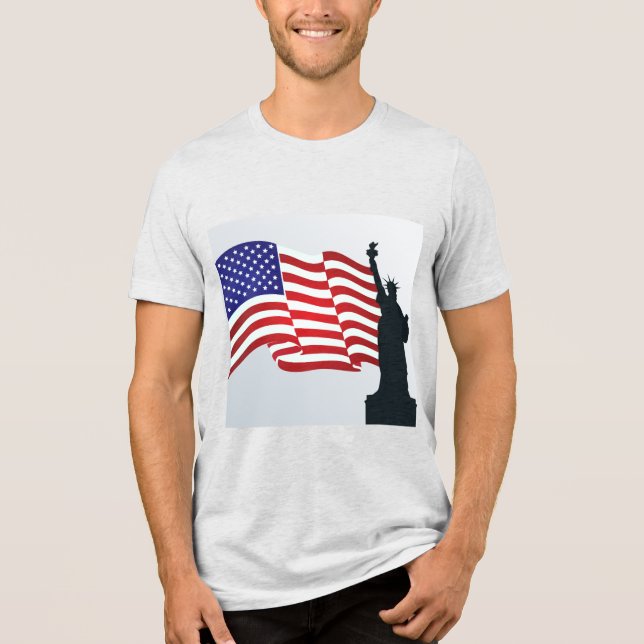 Camiseta Triblenda Lady Liberty Y La Bandera Estadounidense (Anverso)