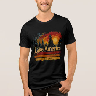 Camiseta Triblenda Lago América Atardecer Vintage Hombres Mujeres