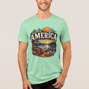 Camiseta Triblenda Lake America Camping & Recreación Vintage al Aire
